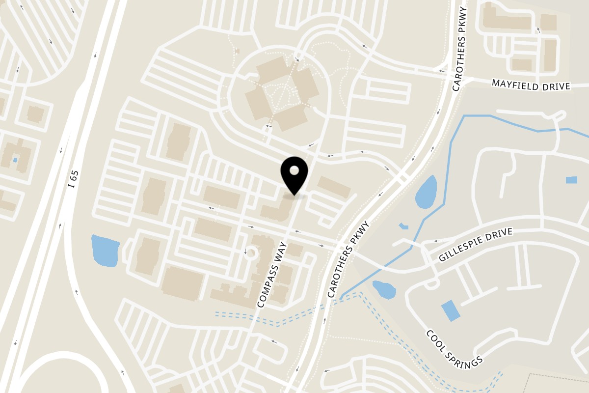 Map showing the location of Ugly Bagel Franklin on 2000 Meridian Blvd #100 in Franklin